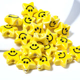 20Pcs Smiley Polymer Clay Beads Yellow Star Spacer DIY Jewelry Bracelet