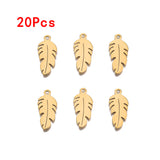 20Pcs Stainless Steel Feather Charms Leaf Pendants Jewelry Making Findings
