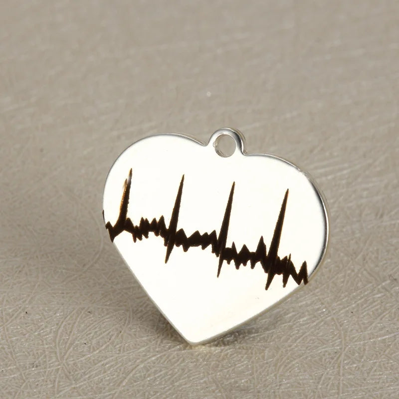 20Pcs Stainless Steel Heart ECG Pendant Charms DIY Jewelry 18*20mm