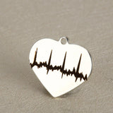 20Pcs Stainless Steel Heart ECG Pendant Charms DIY Jewelry 18*20mm