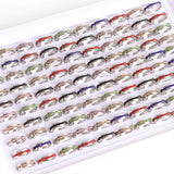 20Pcs Multicolor Rhinestone Stainless Steel Rings Wedding Party