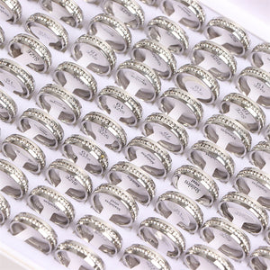 20Pcs Multicolor Rhinestone Stainless Steel Rings Wedding Party