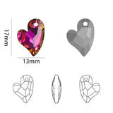 20Pcs/Lot U Heart Charm Pendant 17mm Crystal Glass Beads DIY Necklace