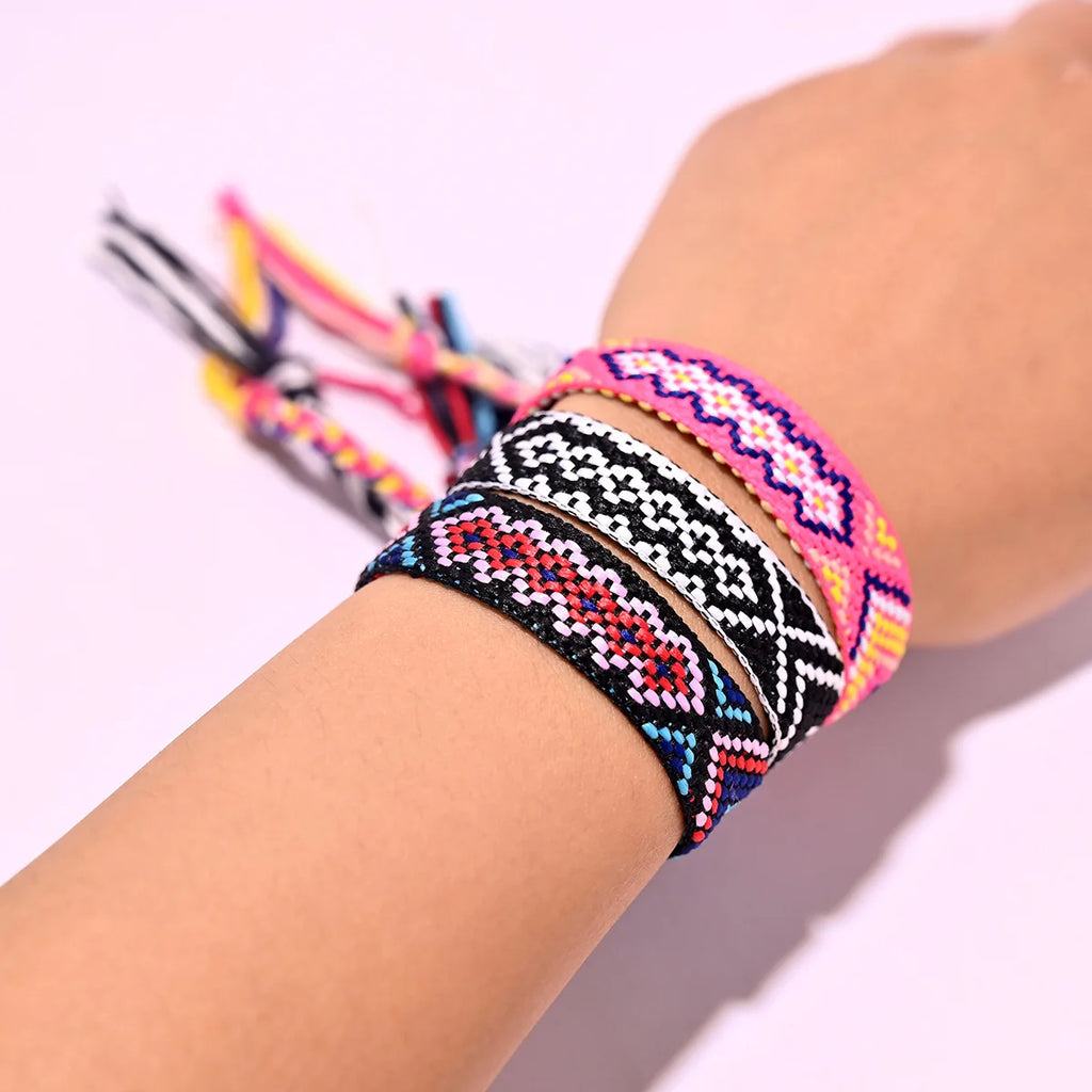 20Pcs Bohemian Woven Bracelet Retro Friendship Ethnic Colorful Jewelry