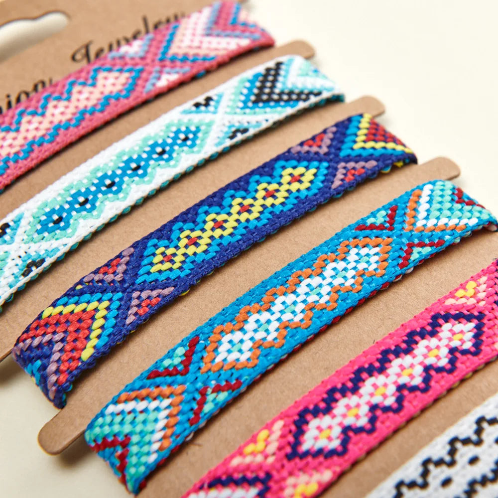 20Pcs Bohemian Woven Bracelet Retro Friendship Ethnic Colorful Jewelry