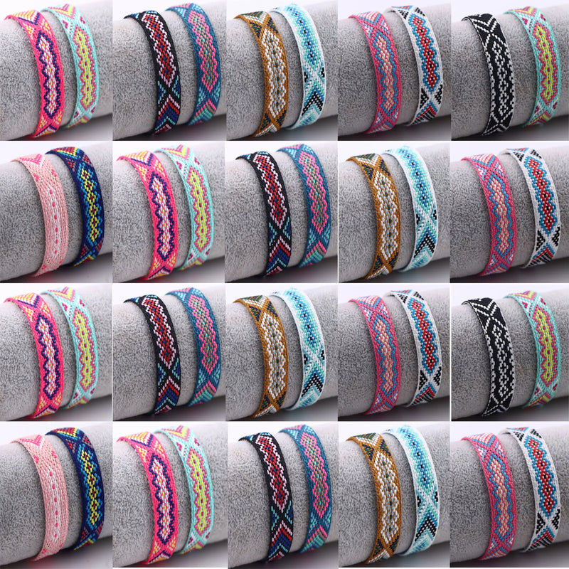 20Pcs Bohemian Woven Bracelet Retro Friendship Ethnic Colorful Jewelry