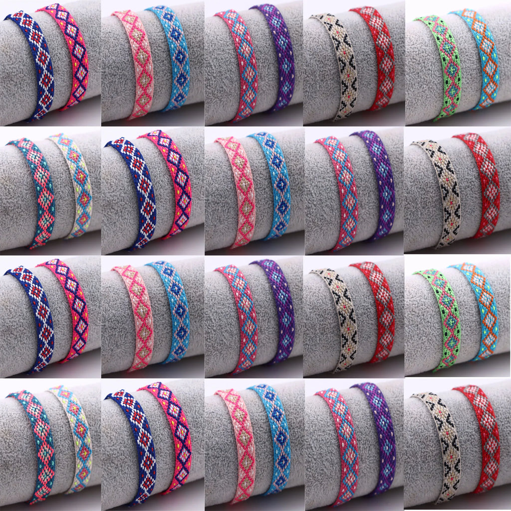 20Pcs Bohemian Woven Bracelet Retro Friendship Ethnic Colorful Jewelry