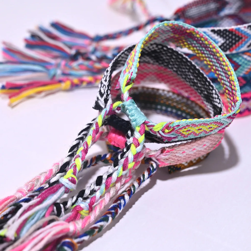20Pcs Bohemian Woven Bracelet Retro Friendship Ethnic Colorful Jewelry