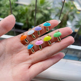 20Pcs Enamel Mushroom Charm, Gold Filled Pendant 12x16mm