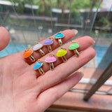 20Pcs Enamel Mushroom Charm, Gold Filled Pendant 12x16mm