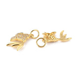20Pcs 18K Plated Brass Rhinestone Fish Pendants for DIY Jewelry Making