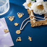 20Pcs Matte Cross Heart Flat Round Charms 14K Plated Alloy Pendants