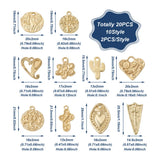 20Pcs Matte Cross Heart Flat Round Charms 14K Plated Alloy Pendants