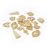 20Pcs Matte Cross Heart Flat Round Charms 14K Plated Alloy Pendants