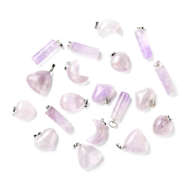 20Pcs Amethyst Moon Heart Charms Pendants DIY Jewelry Making