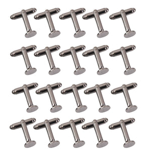 20Pcs Men's 8mm Flat Round Blank Cuff Links Cufflinks