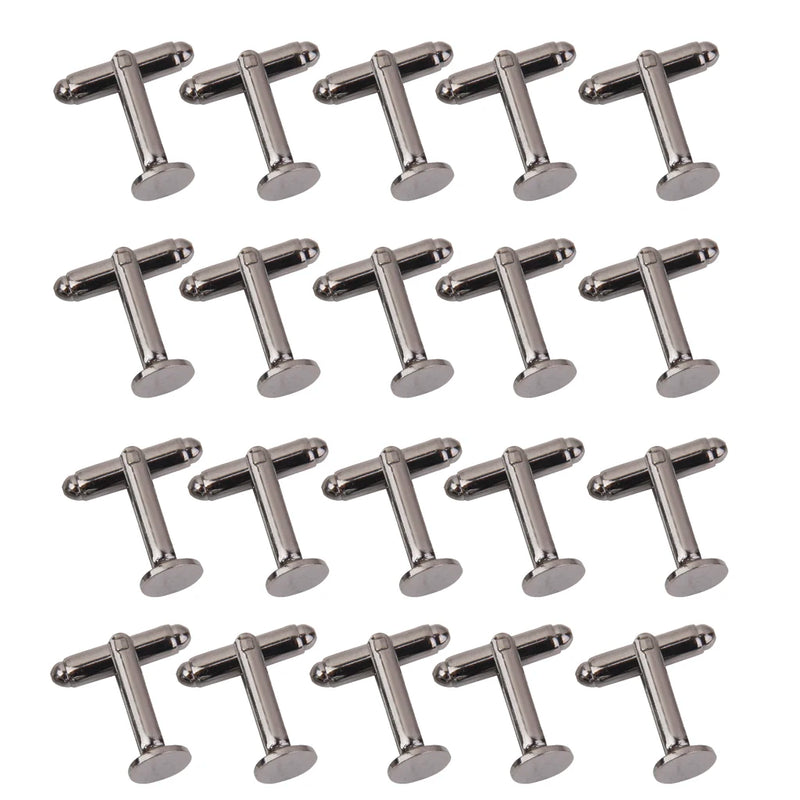 20Pcs Men's 8mm Flat Round Blank Cuff Links Cufflinks
