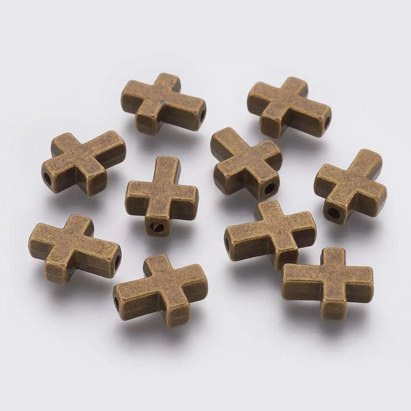 20Pcs Cross Shape Metal Tibetan Style Spacer Beads Charms for Jewelry Making DIY