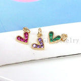 20Pcs Colorful Heart Charms for Jewelry Making CZ Crystal Pendant
