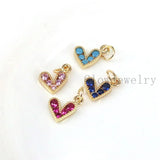 20Pcs Colorful Heart Charms for Jewelry Making CZ Crystal Pendant
