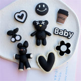 20Pcs Mix Cartoon Resin DIY Accessories Bear Rabbit Flower Love Heart Patch