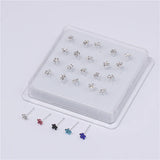 20Pcs Mix Flower Crystal Nose Studs for Women Men Tiny Nose Bone Rings