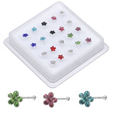 20Pcs Mix Flower Crystal Nose Studs for Women Men Tiny Nose Bone Rings