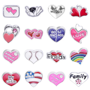 20Pcs Heart Love Floating Charms Letter Family Pendant For Locket Necklaces