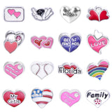 20Pcs Heart Love Floating Charms Letter Family Pendant For Locket Necklaces