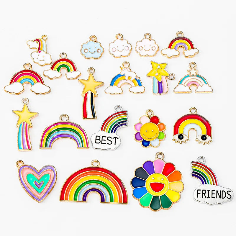 20Pcs Colorful Enamel Rainbow Charms for DIY Jewelry