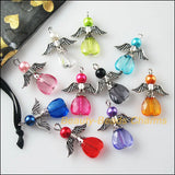20Pcs Mixed Dancing Angel Wings Heart Charms Pendants 23x29mm