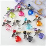 20Pcs Mixed Dancing Angel Wings Heart Charms Pendants 23x29mm