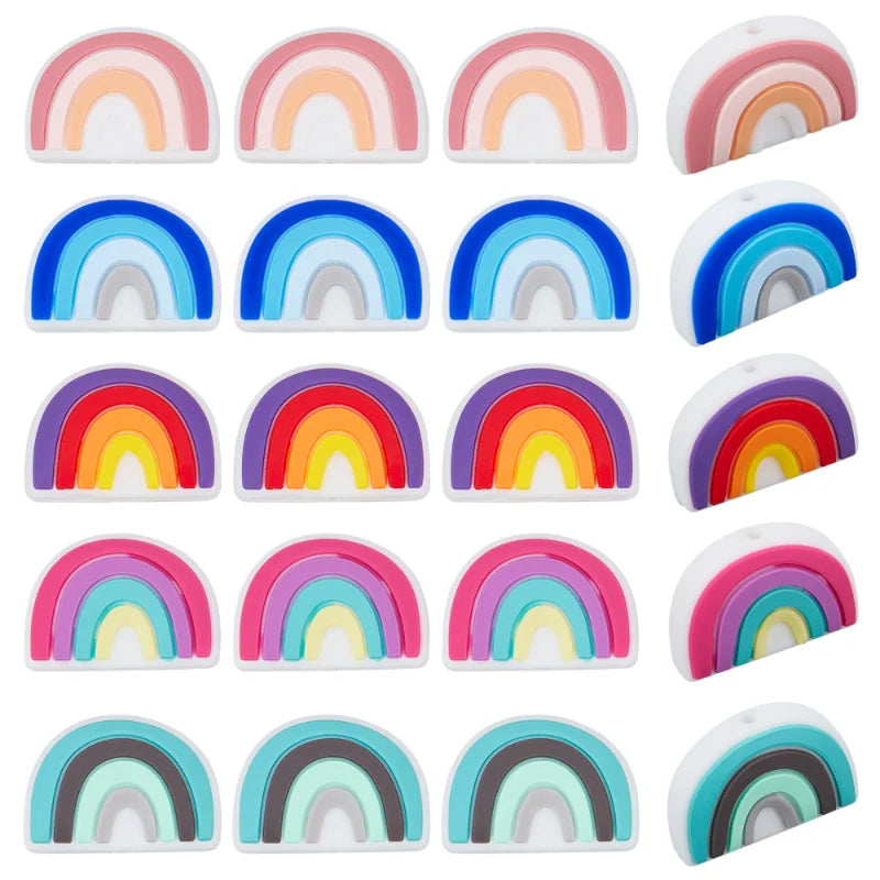 20Pcs Mixed Rainbow Silicone Spacer Beads for DIY Jewelry Making