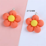 20Pcs Multicolor Resin Flowers Charms DIY Pendants Keychain Jewelry Making