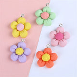 20Pcs Multicolor Resin Flowers Charms DIY Pendants Keychain Jewelry Making