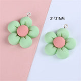 20Pcs Multicolor Resin Flowers Charms DIY Pendants Keychain Jewelry Making
