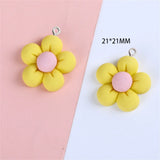 20Pcs Multicolor Resin Flowers Charms DIY Pendants Keychain Jewelry Making