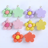 20Pcs Multicolor Resin Flowers Charms DIY Pendants Keychain Jewelry Making