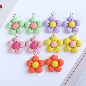 20Pcs Multicolor Resin Flowers Charms DIY Pendants Keychain Jewelry Making