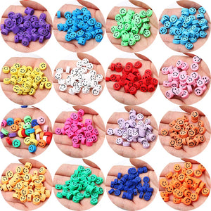 20Pcs Multicolor Smile Face Clay Beads for Jewelry Making DIY Bracelets