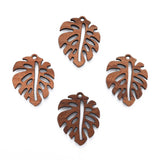 20Pcs Walnut Wood Teardrop Leaf Charms for DIY Jewelry Making