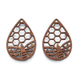 20Pcs Walnut Wood Teardrop Leaf Charms for DIY Jewelry Making