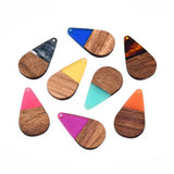 20Pcs Wood Resin Teardrop Earring Charms for Women Dangle Necklace Pendant DIY