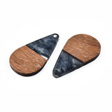 20Pcs Wood Resin Teardrop Earring Charms for Women Dangle Necklace Pendant DIY