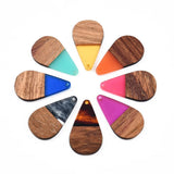 20Pcs Wood Resin Teardrop Earring Charms for Women Dangle Necklace Pendant DIY
