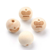 20Pcs Natural Wooden Beads Heart Crown Spacer Wood Beads for Jewelry Making DIY