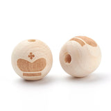 20Pcs Natural Wooden Beads Heart Crown Spacer Wood Beads for Jewelry Making DIY
