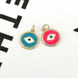 20Pcs Plated Enamelled Brass Evil Eye Charms Pendants For DIY Jewelry