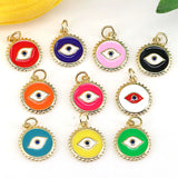 20Pcs Plated Enamelled Brass Evil Eye Charms Pendants For DIY Jewelry