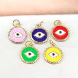 20Pcs Plated Enamelled Brass Evil Eye Charms Pendants For DIY Jewelry
